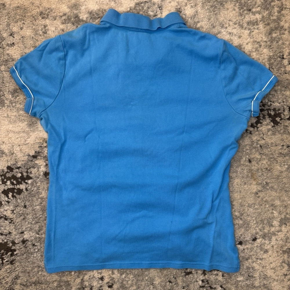 Tommy Hilfiger Womens L Blue Polo Shirt V-Neck Mini Flag Logo Short Sleeve - Picture 5 of 7